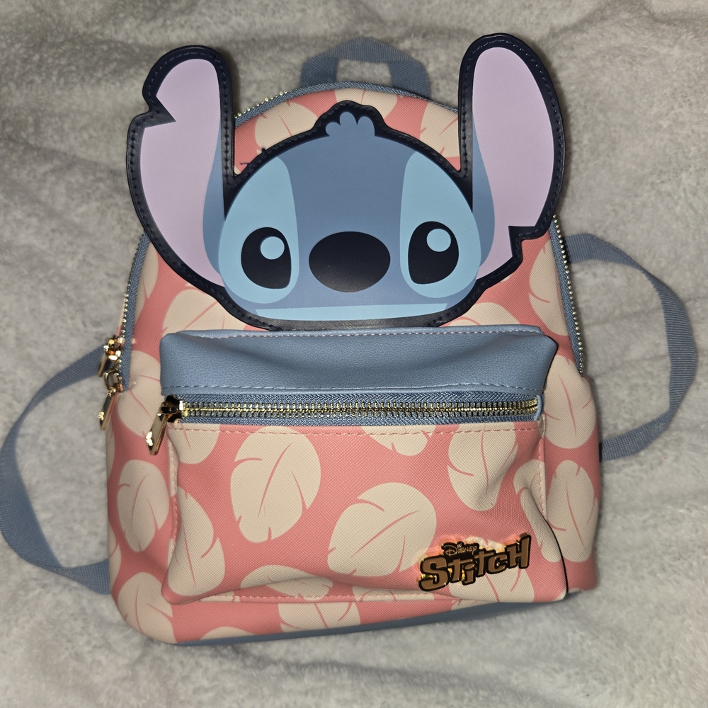 Bioworld Disney Stitch Face & Leaves Mini Backpack
